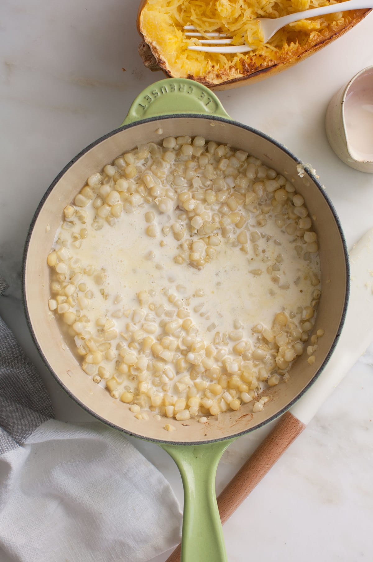 Creamed Eloté with Spaghetti Squash