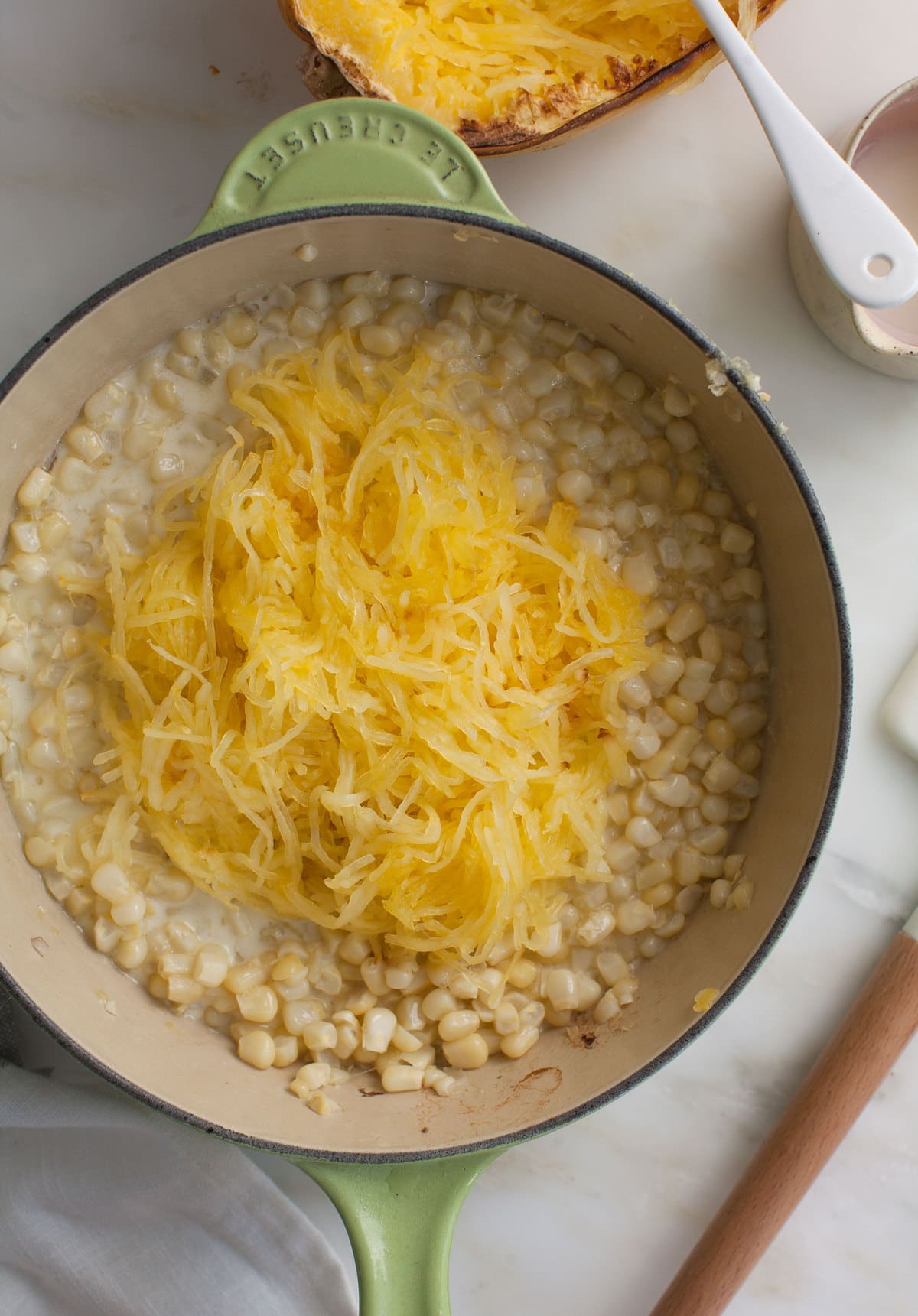 Creamed Eloté with Spaghetti Squash