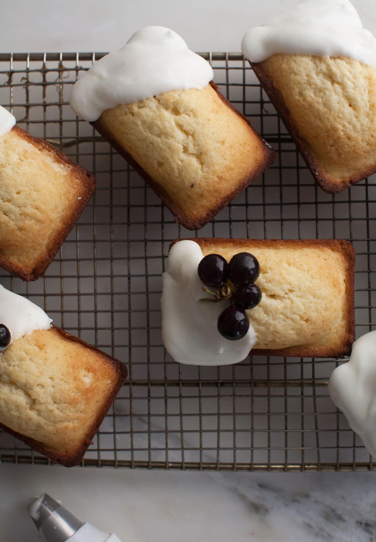 Mini Pound Cakes with Lebneh Frosting and Roasted Grapes