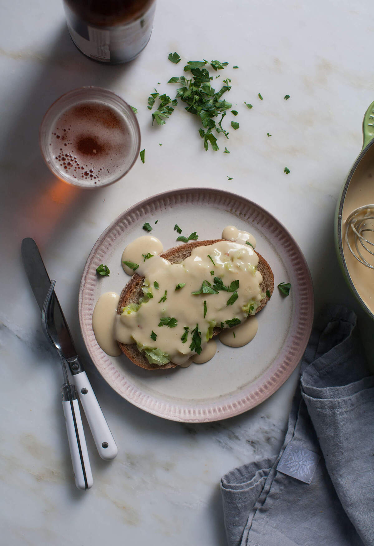 Welsh Rarebit with Melted Leeks 