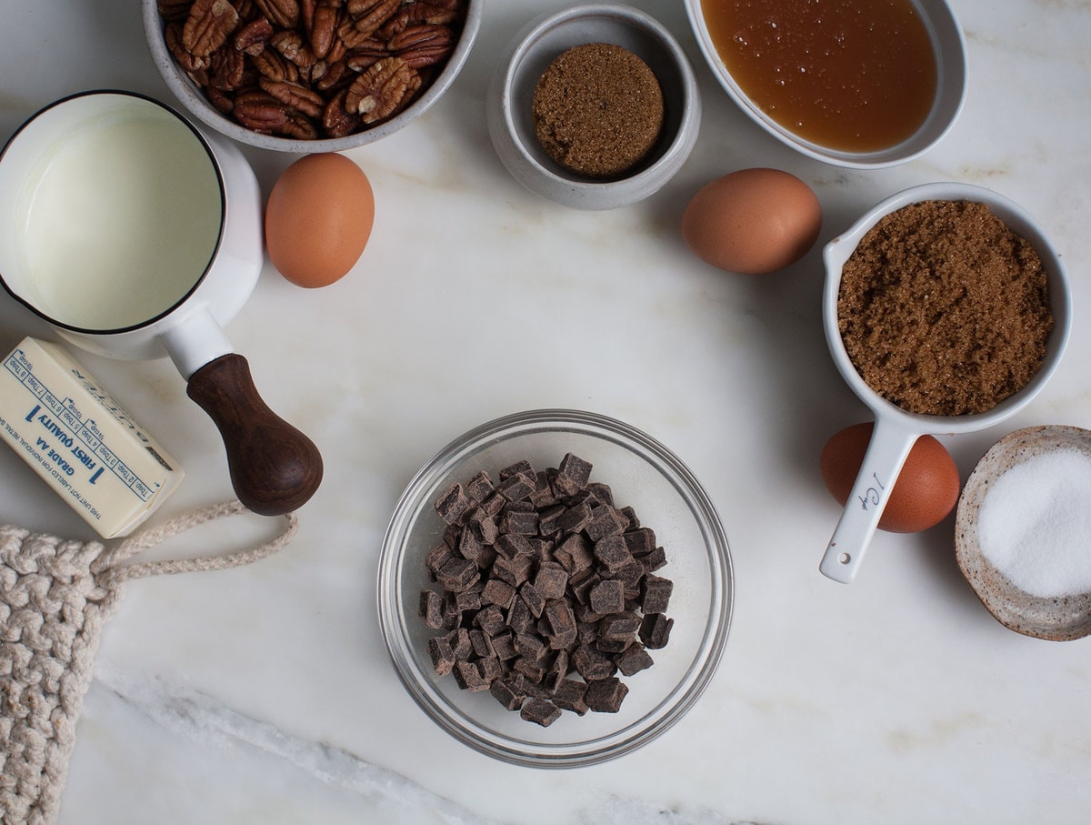 Ingredients for pecan pie. 