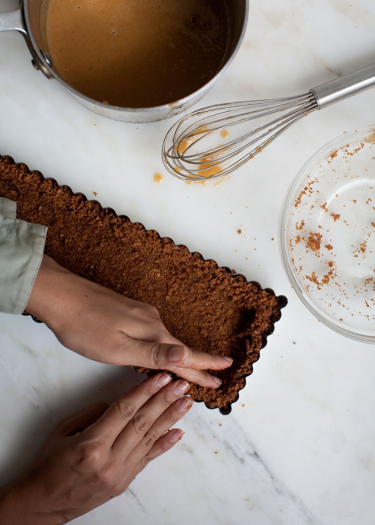 Crust being pushed into the sides. 