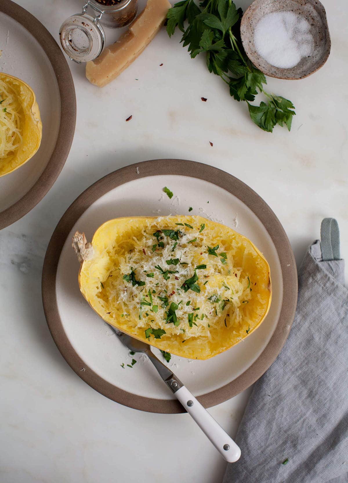 Dinner for One (Or Two); Lemon-y Cheesy Spaghetti Squash