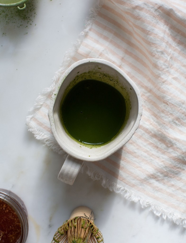 overhead of cup of matcha 