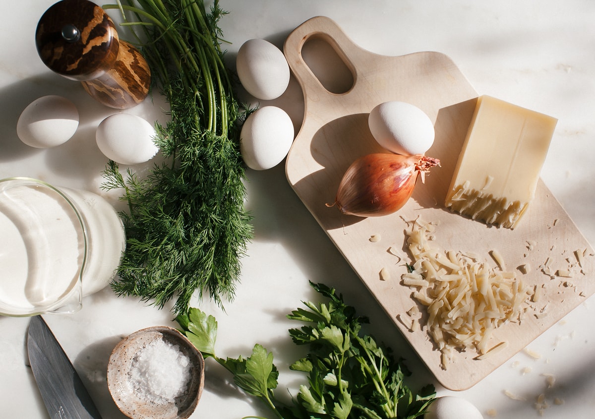 Ingredients for Quiche. 