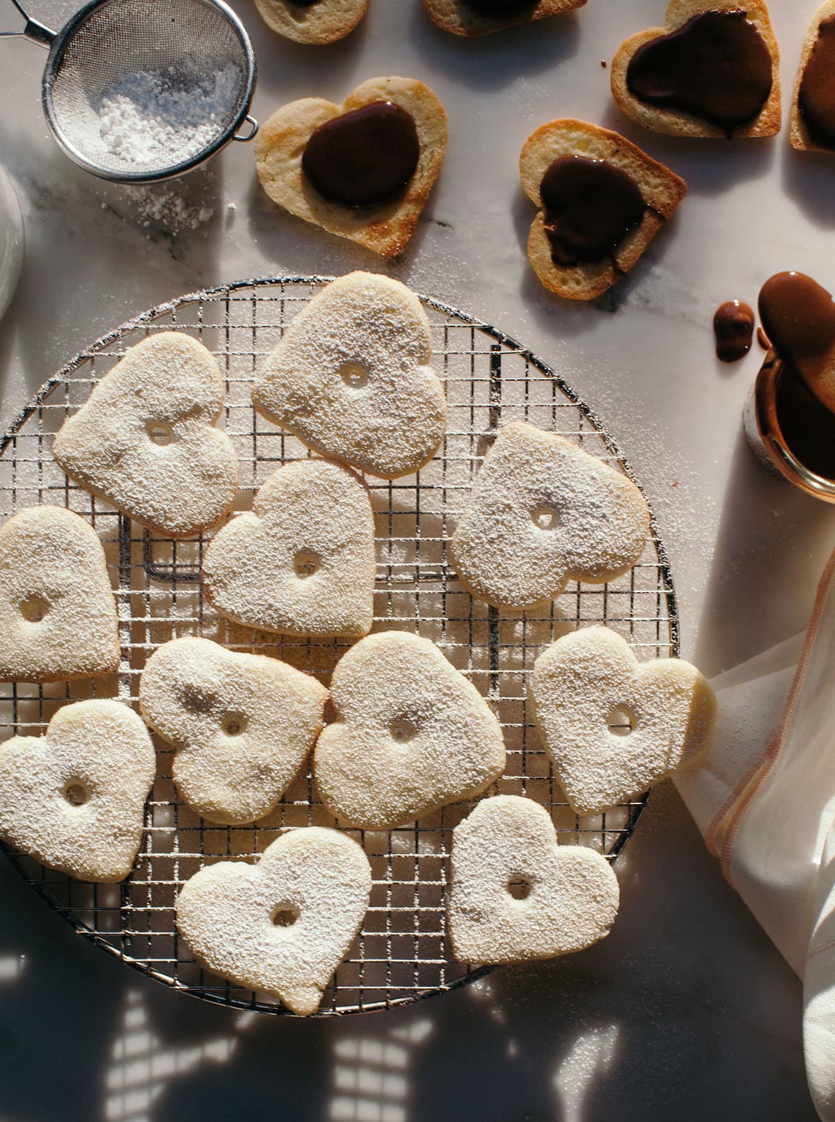 Chocolate Hazelnut Linzer Cookies (Homemade Nutella!)