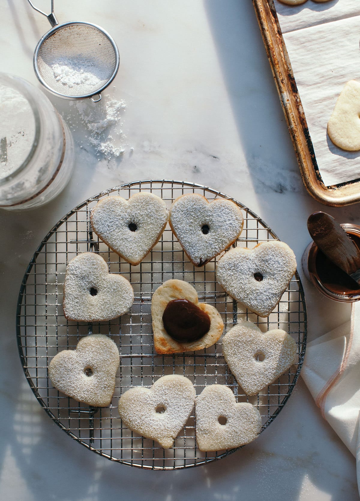 Chocolate Hazelnut Linzer Cookies (Homemade Nutella!)