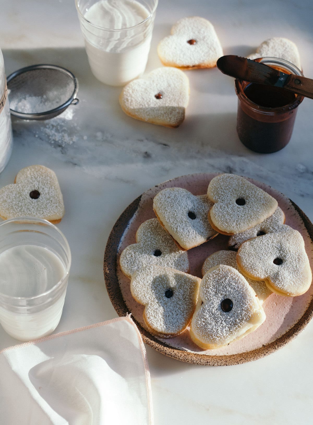 Chocolate Hazelnut Linzer Cookies (Homemade Nutella!)