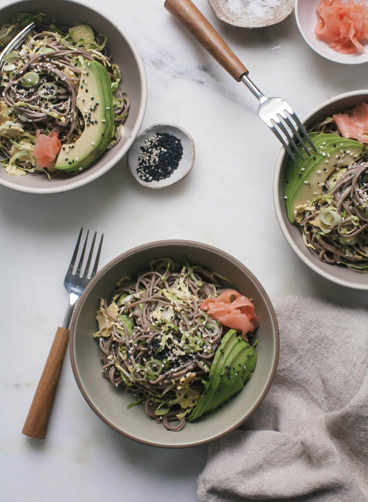 Soba Noodle Bowl with Miso-Tahini Dressing is a healthy bowl of delicious g...