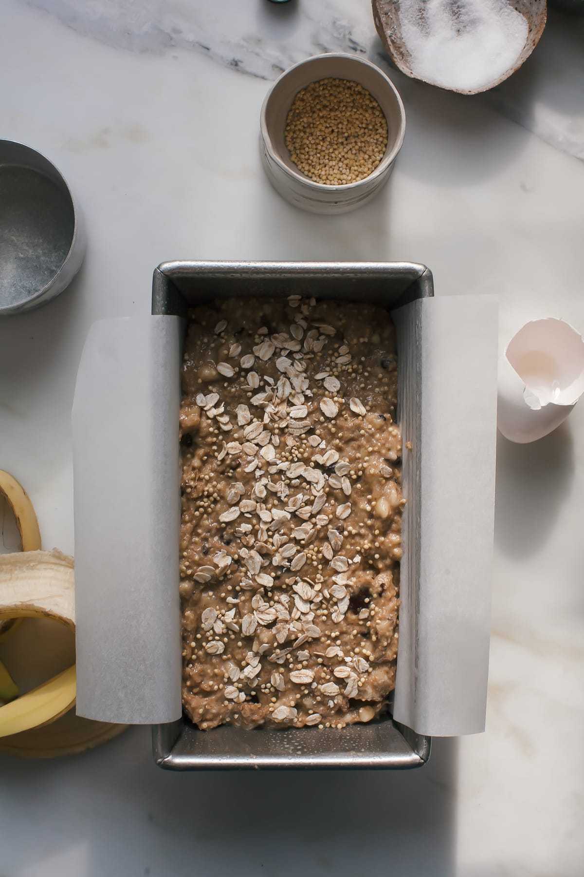 Spelt Oat Date Loaf w/ Cocoa Nibs & Millet Seeds