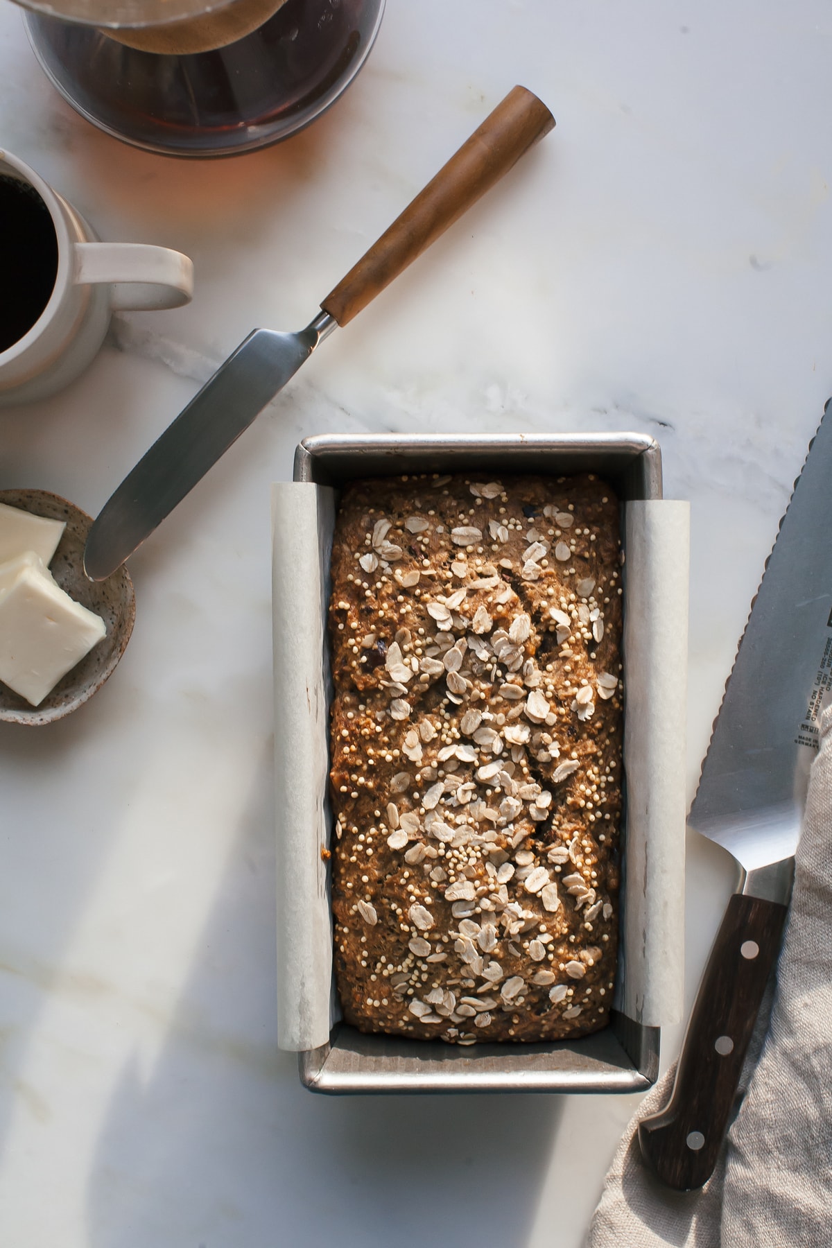 Spelt Oat Date Loaf w/ Cocoa Nibs & Millet Seeds