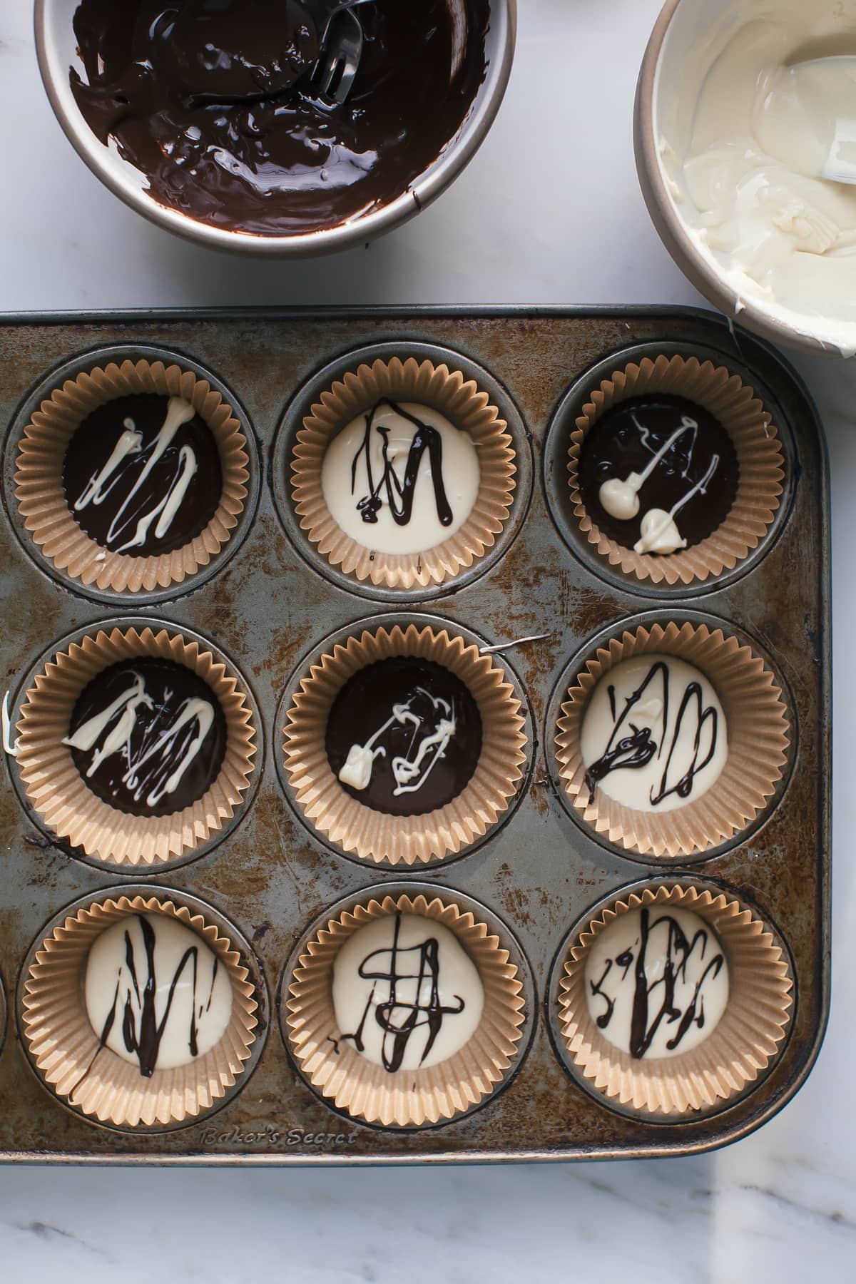 Marbled Tahini Chocolate Cups 