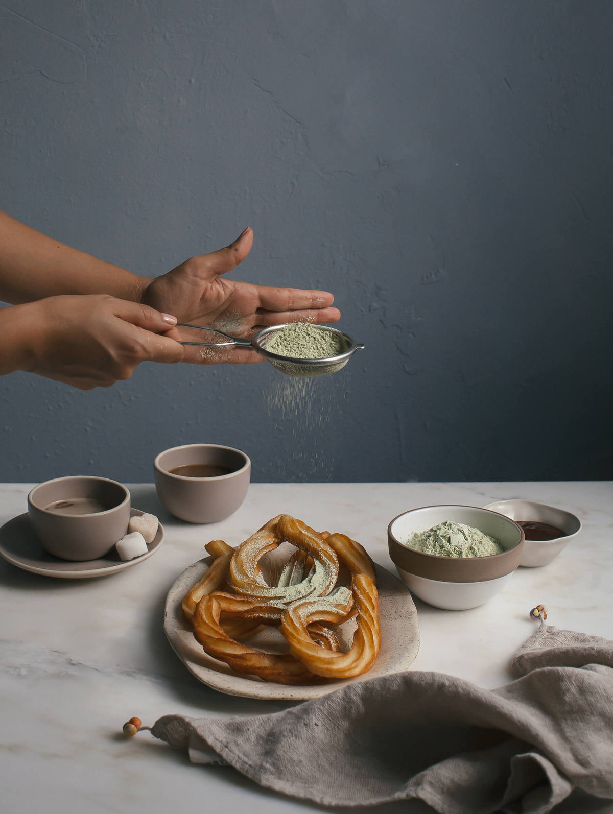 matcha sugar dusted churros