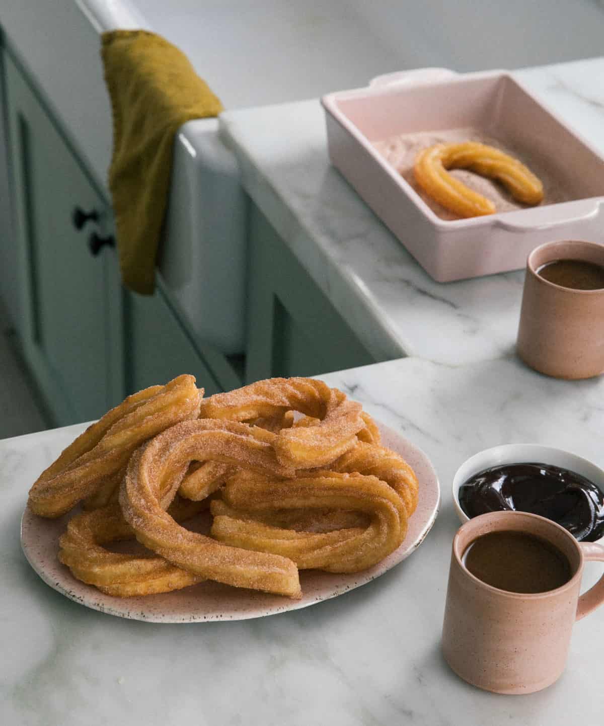 Churros on a plate. 