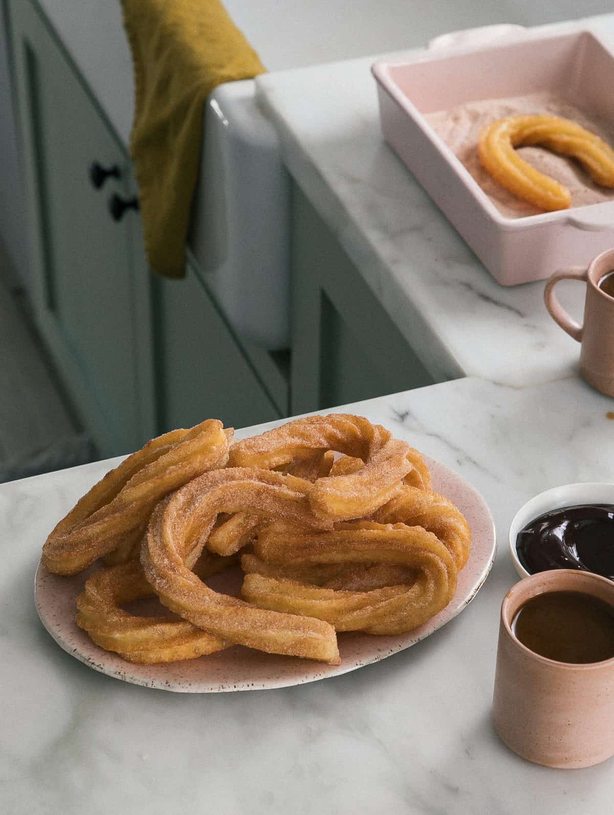 Churros on a plate.