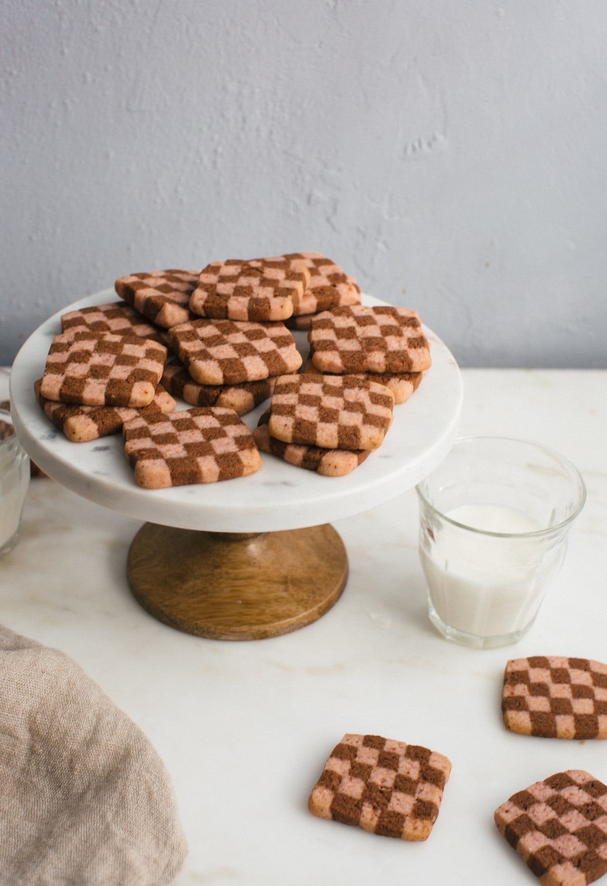 Strawberry Chocolate Checkered Cookies