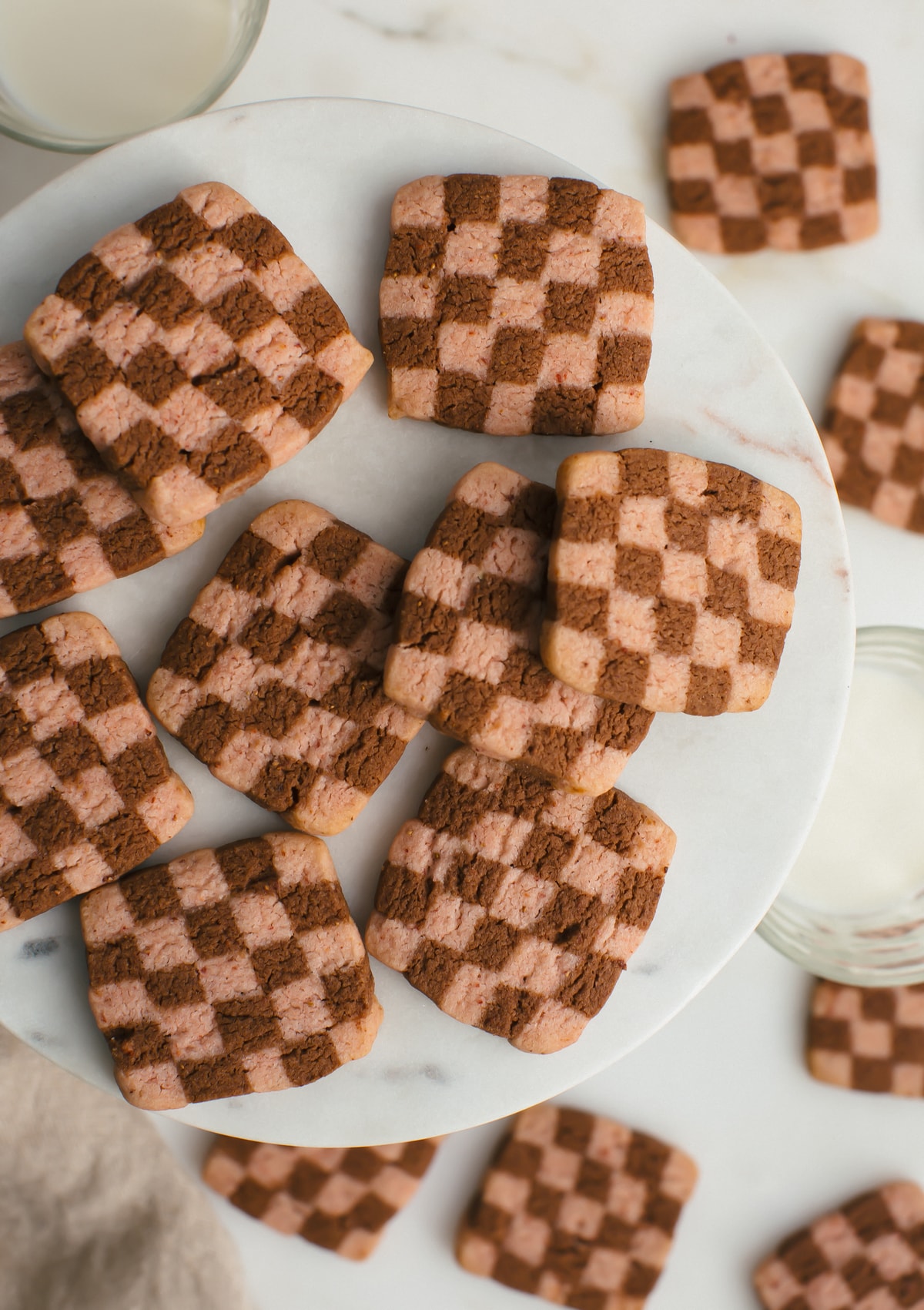 Strawberry Chocolate Checkered Cookies
