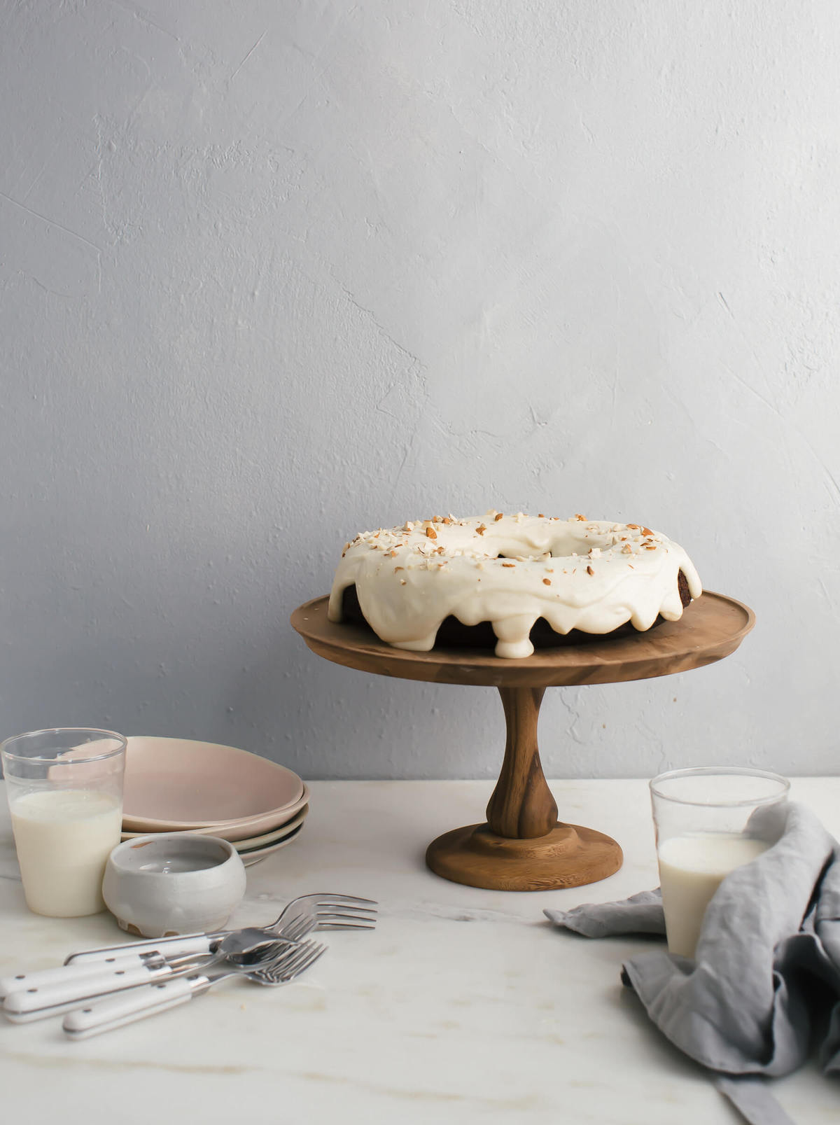 Chocolate Bundt Cake with Alomond-y Cream Cheese Frosting