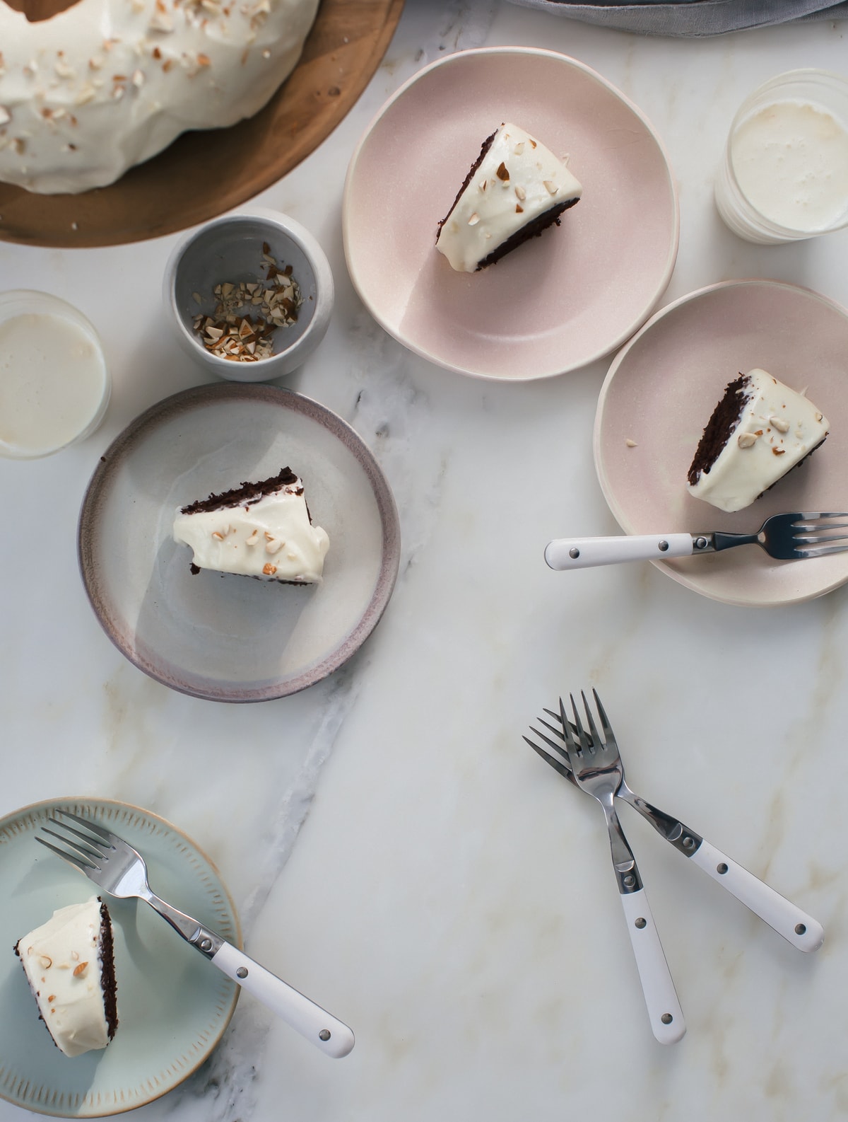 Chocolate Bundt Cake with Alomond-y Cream Cheese Frosting