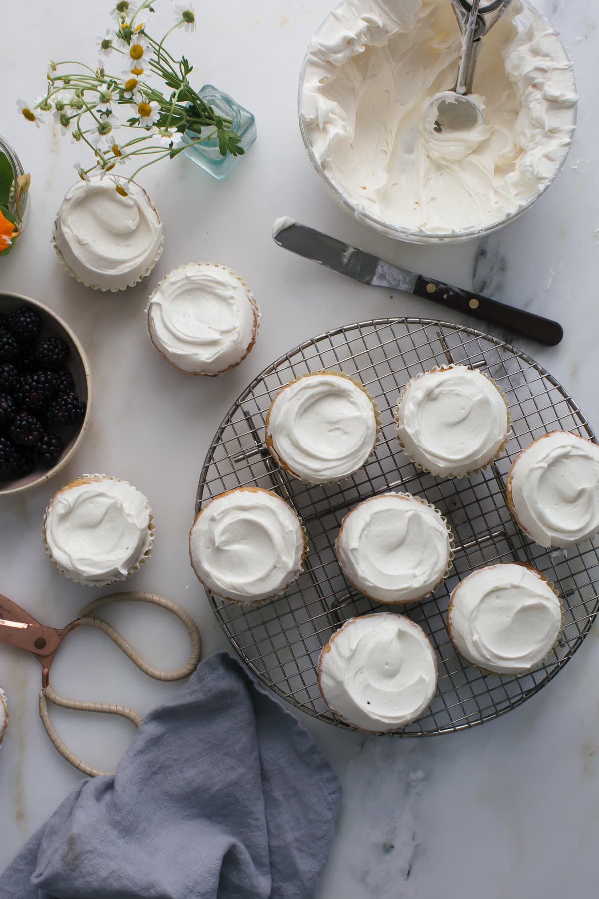 Honey Cupcakes with Chamomile Frosting