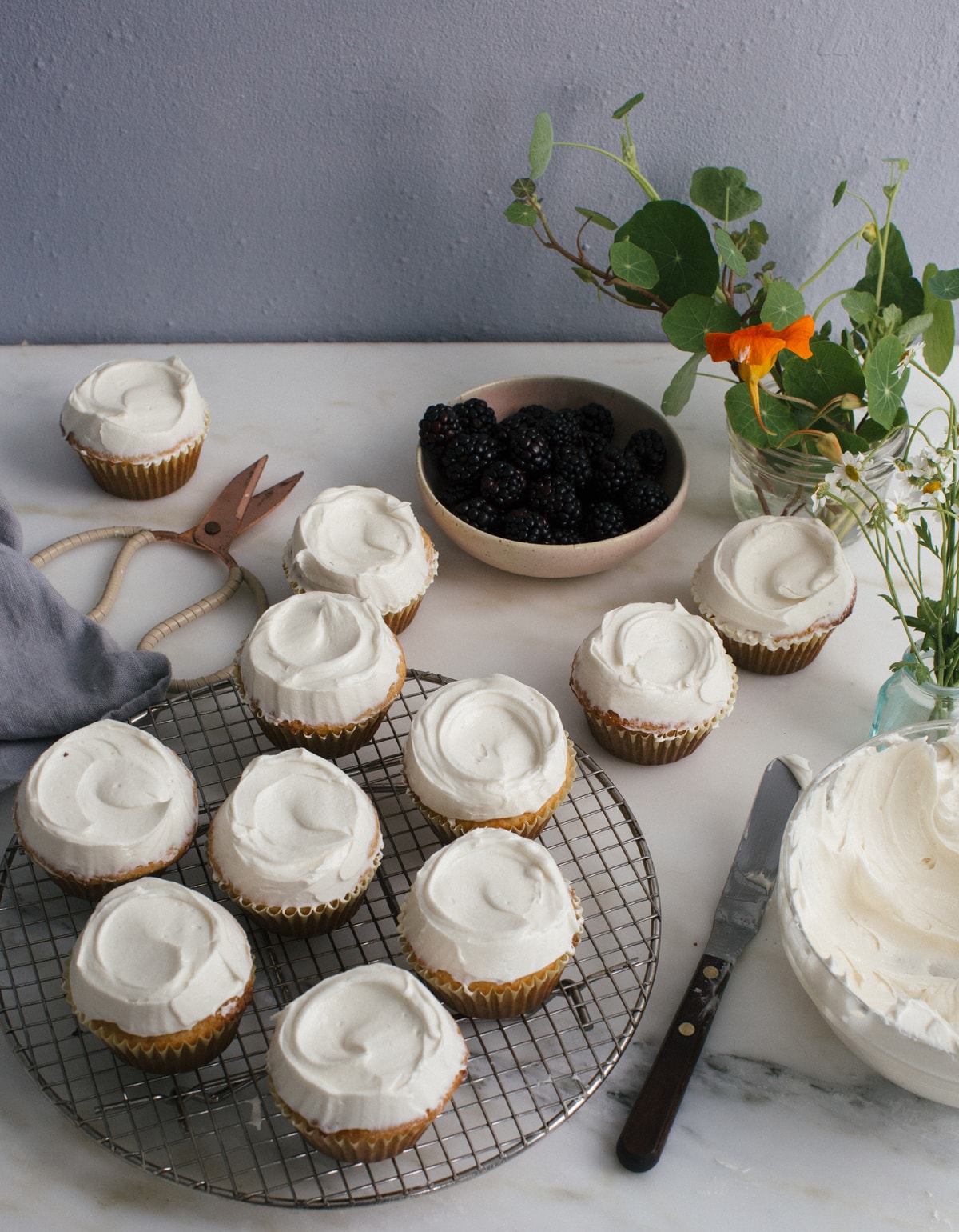 Honey Cupcakes with Chamomile Frosting