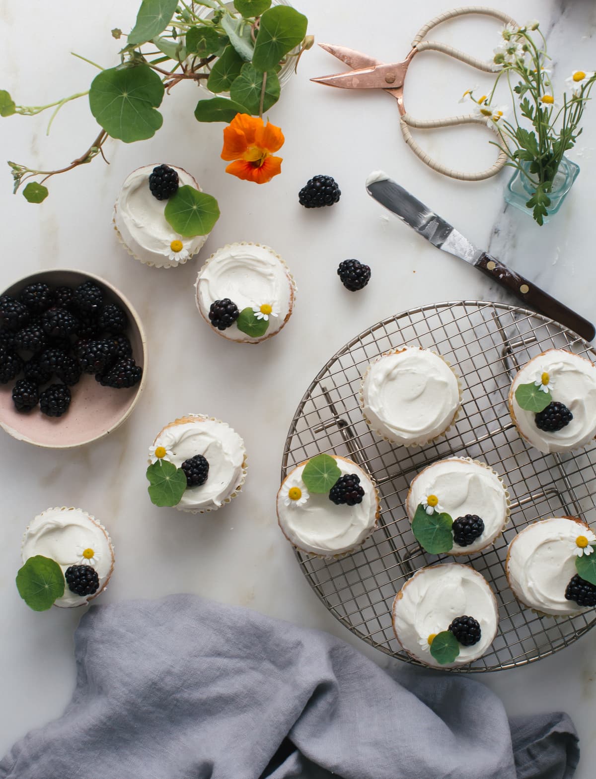 Honey Cupcakes with Chamomile Frosting