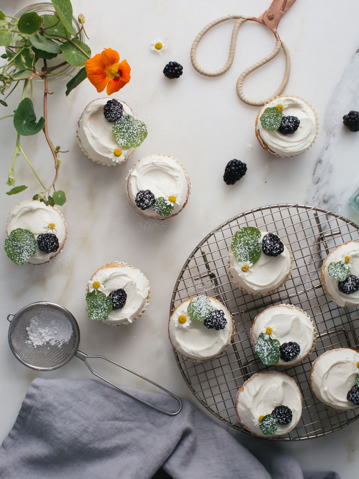 Honey Cupcakes with Chamomile Frosting