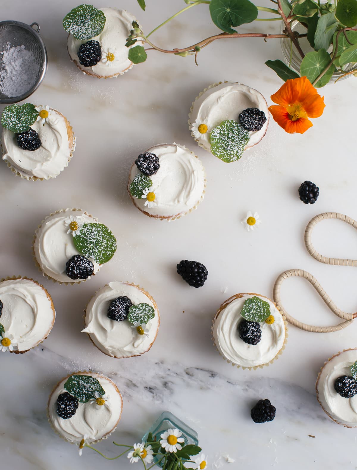 Honey Cupcakes with Chamomile Frosting