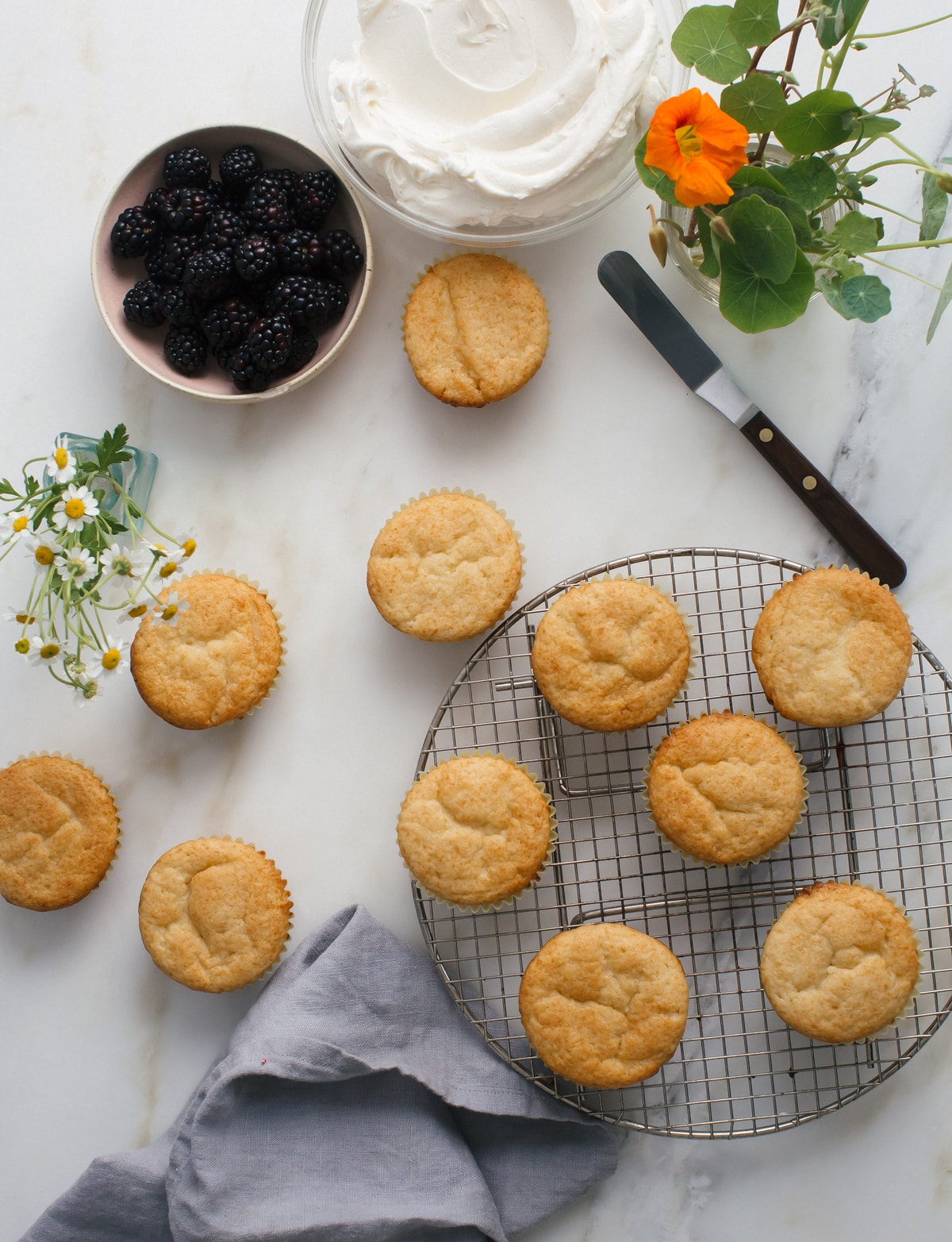 Honey Cupcakes with Chamomile Frosting