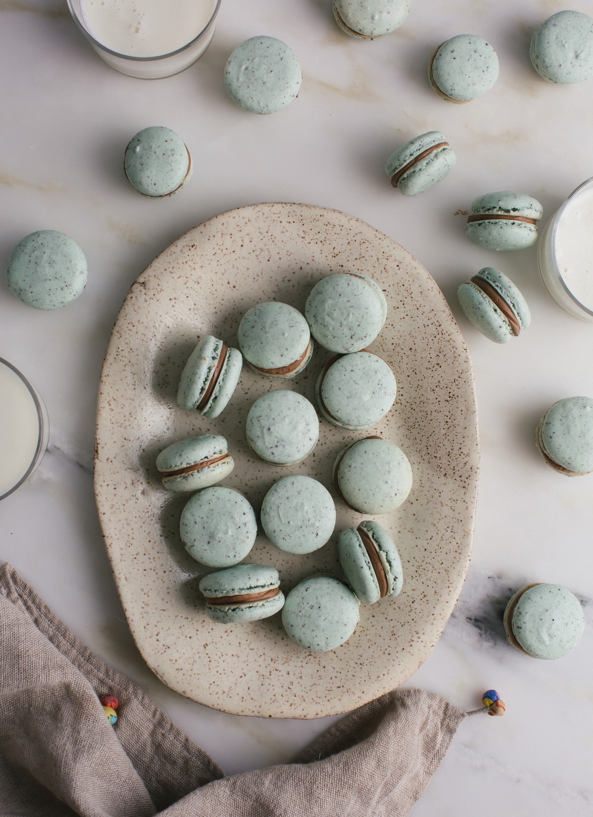 Mint Chocolate Chip Macarons