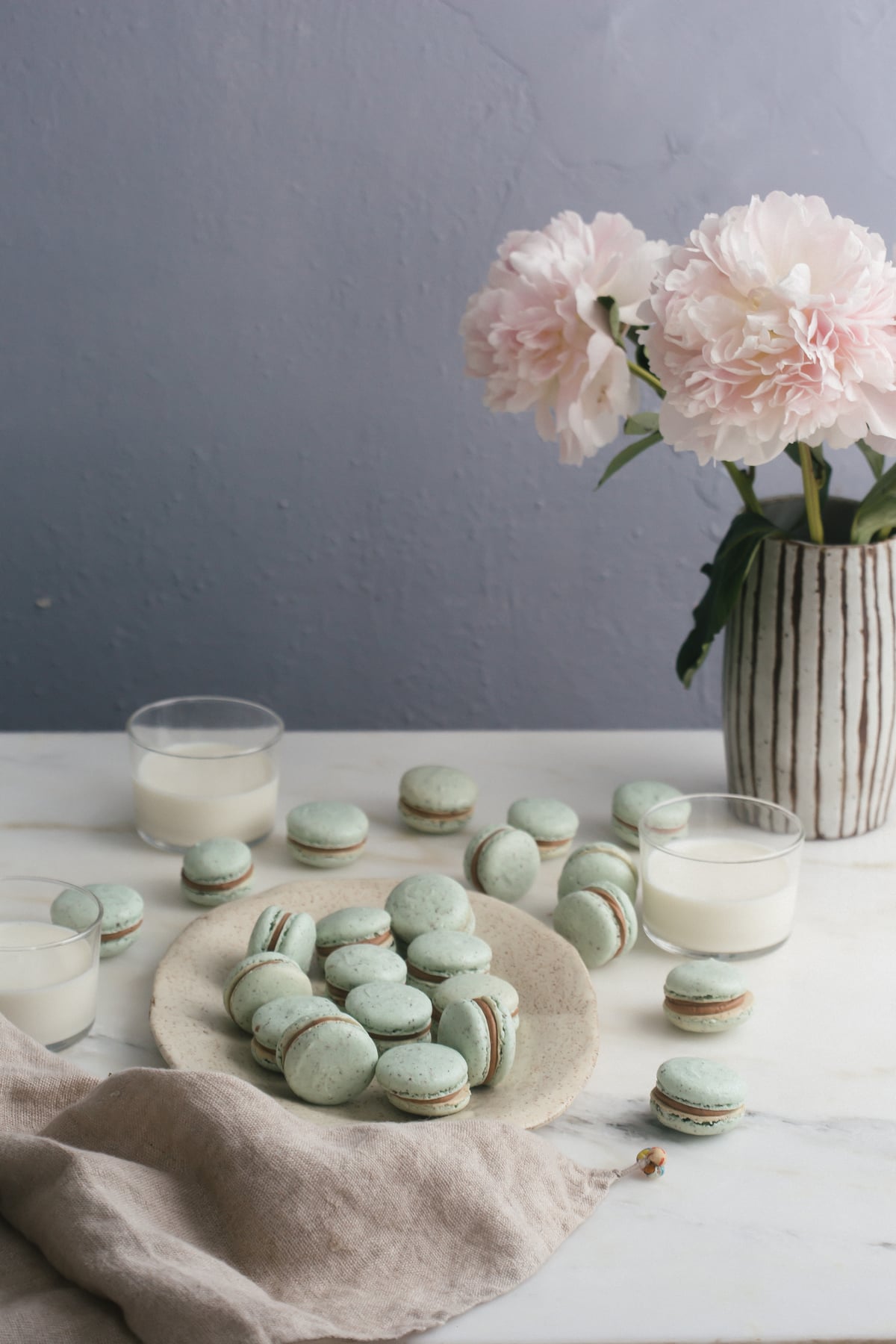 Mint Chocolate Chip Macarons