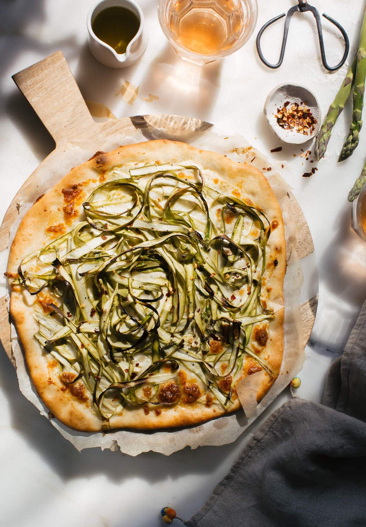 Three-Cheese Shaved Asparagus Pizza