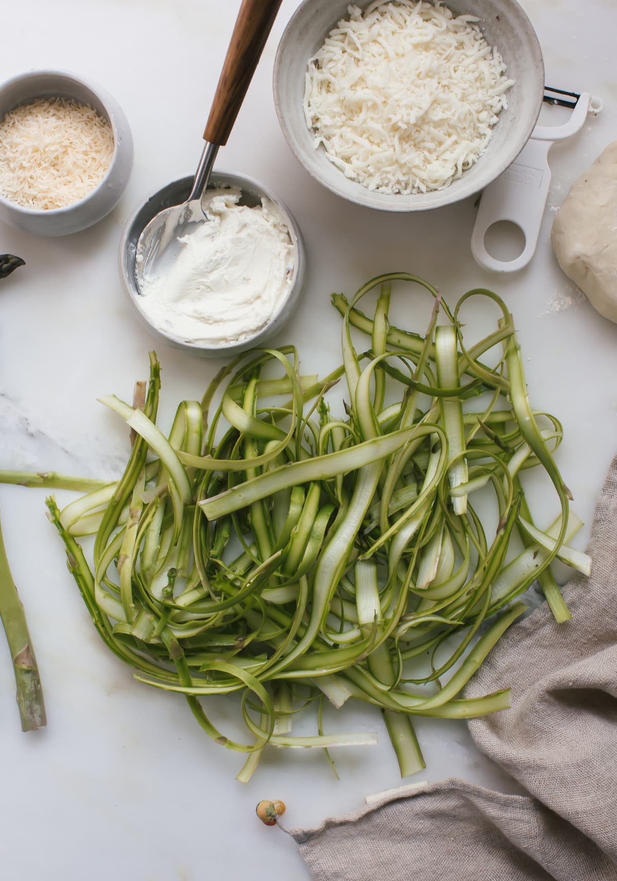 Three-Cheese Shaved Asparagus Pizza