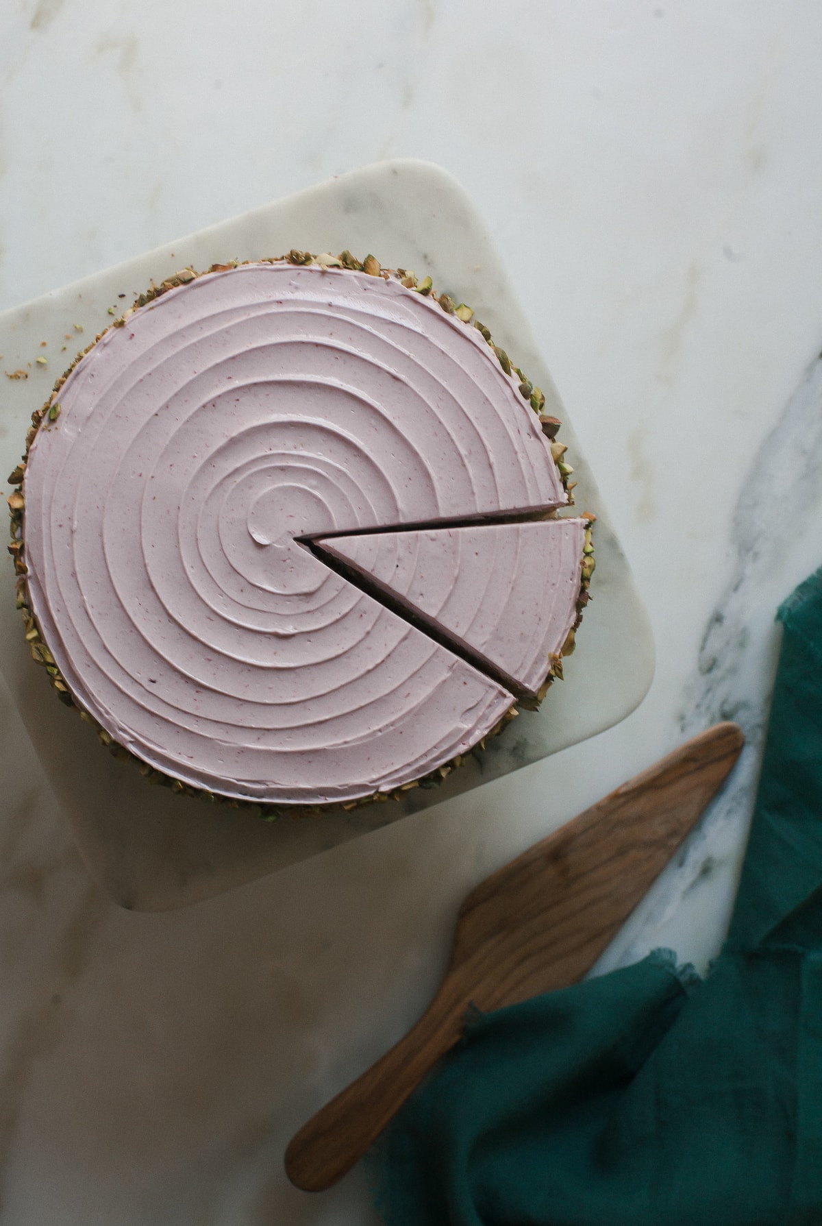 Italian Pistachio Cake with Roasted Plum Frosting