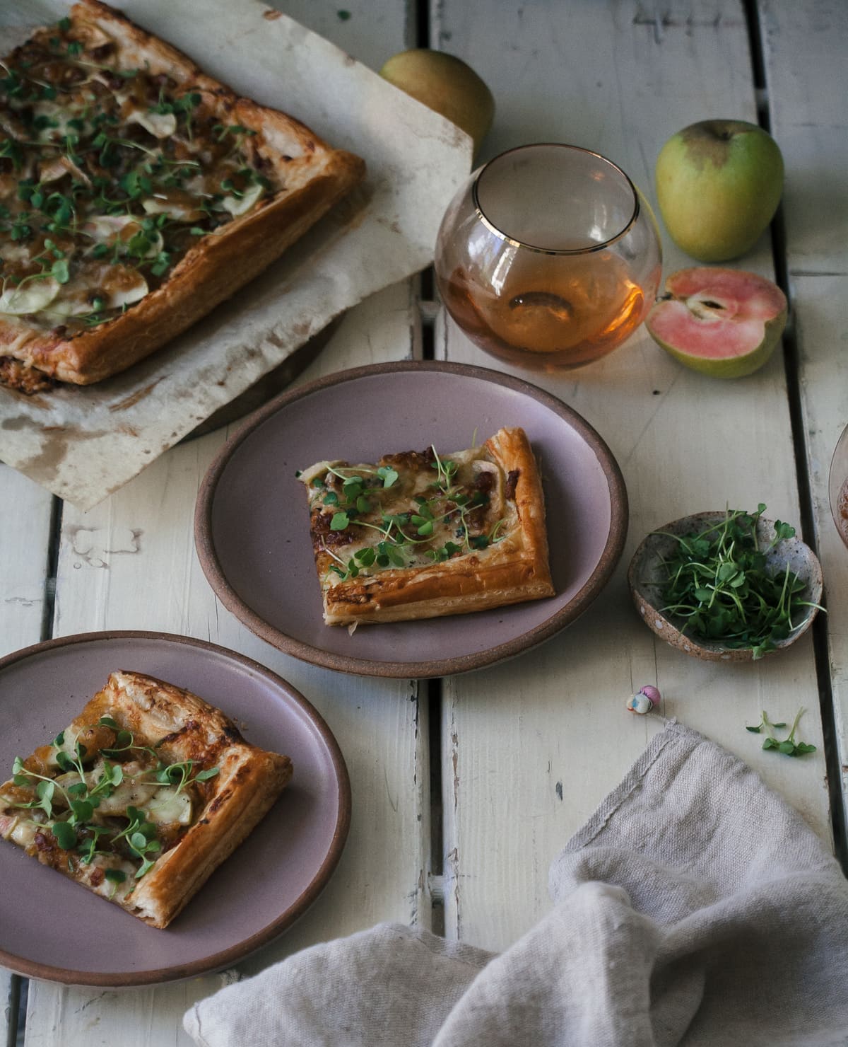 Fancy Apple Gruyere Tart with Caramelized Onions and Pancetta