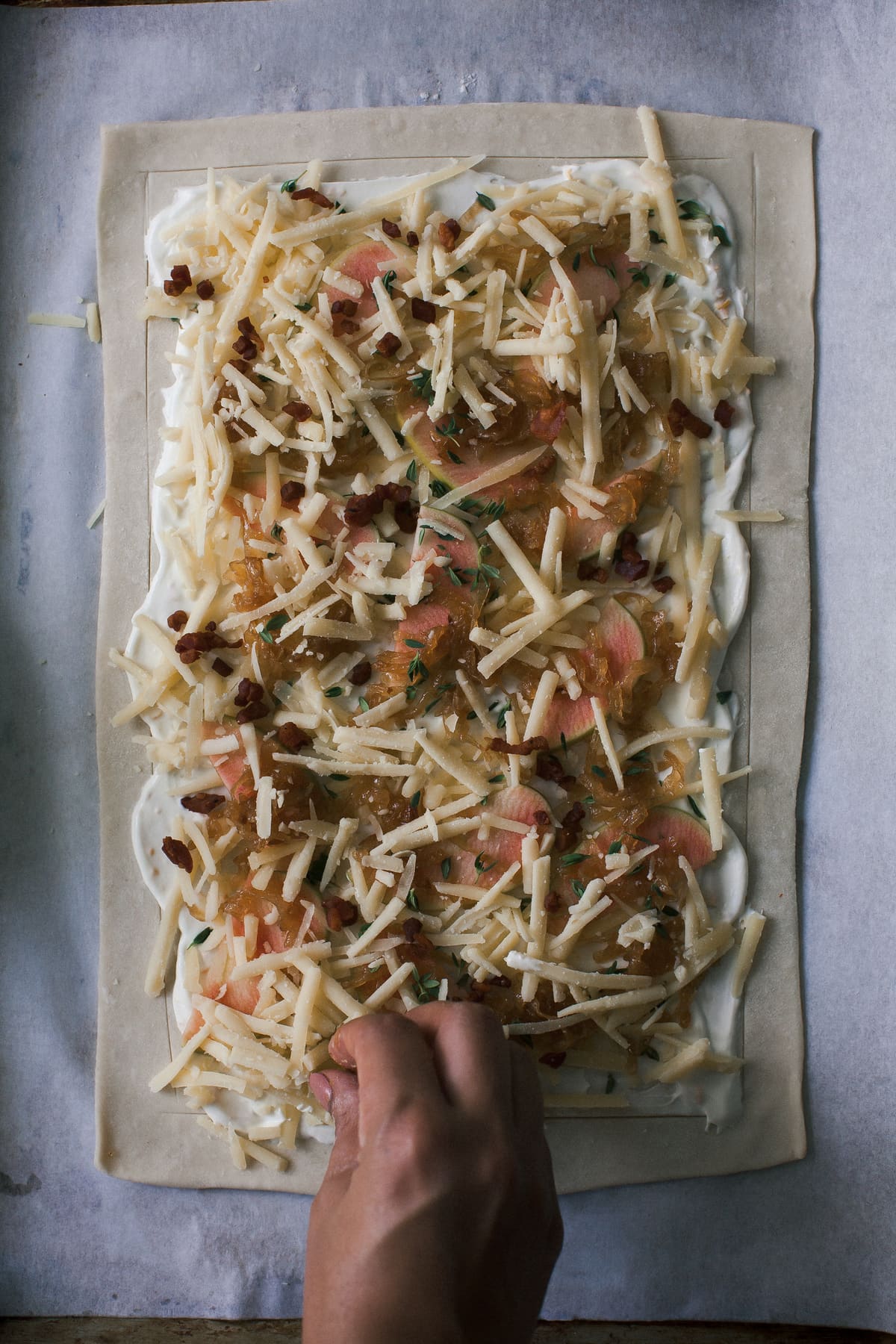 Fancy Apple Gruyere Tart with Caramelized Onions and Pancetta