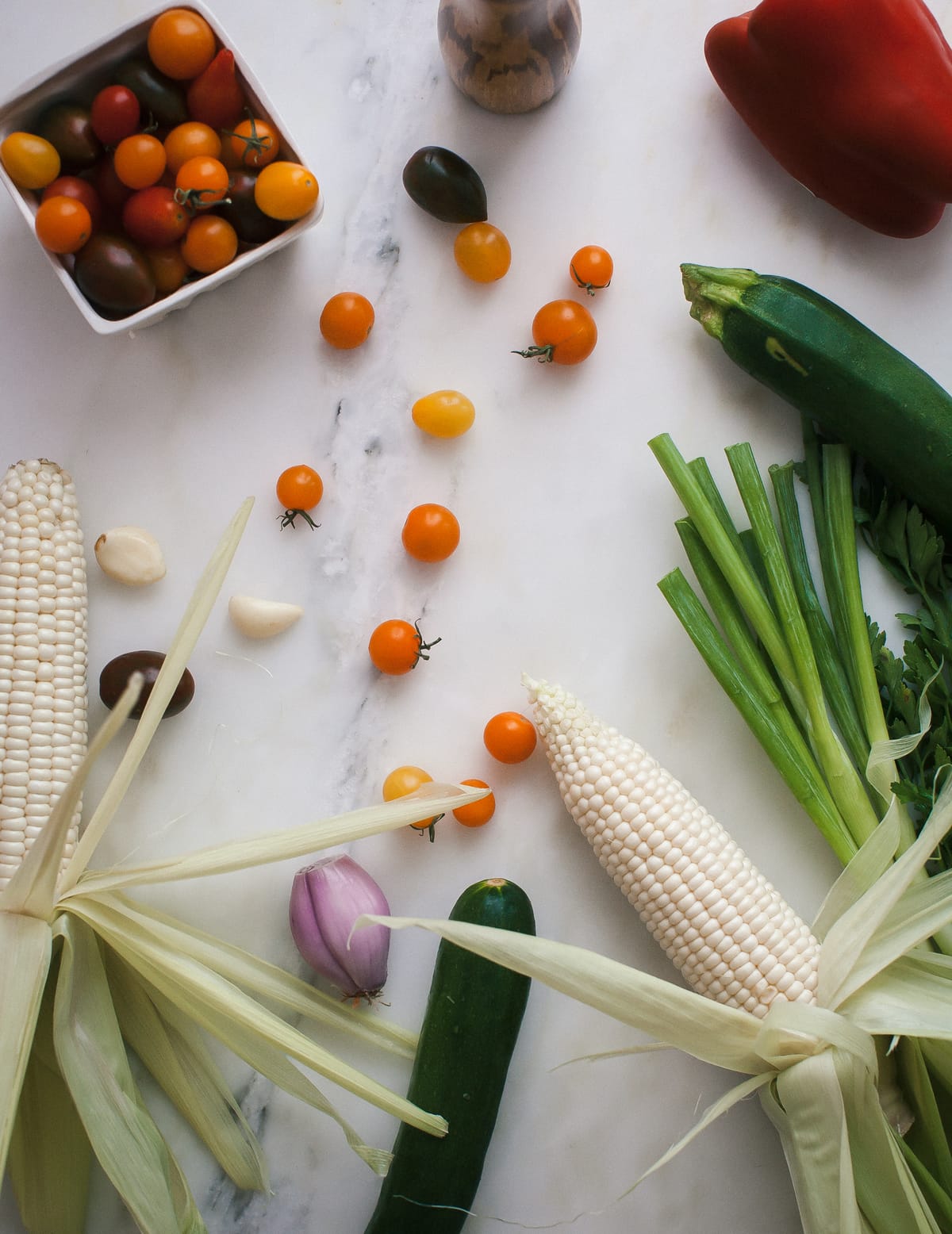 Vegetables on a counter.