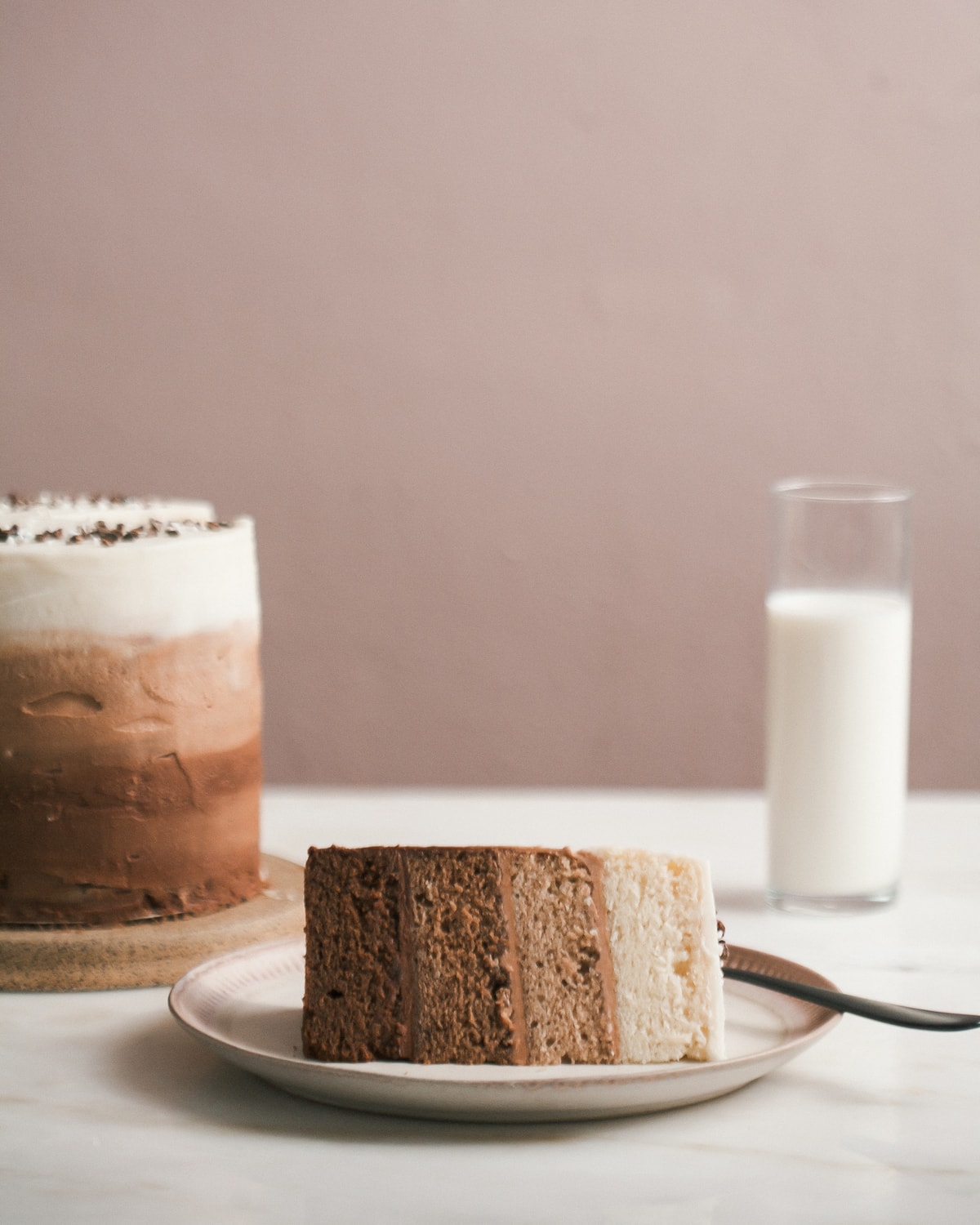 ombre chocolate cake with mexican chocolate frosting