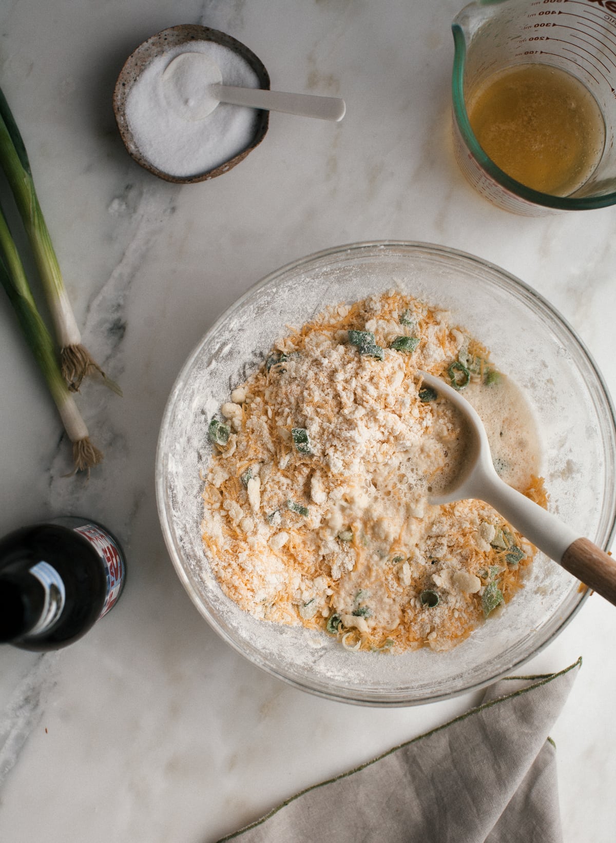 Scallion Cheesy Beer Bread Biscuits