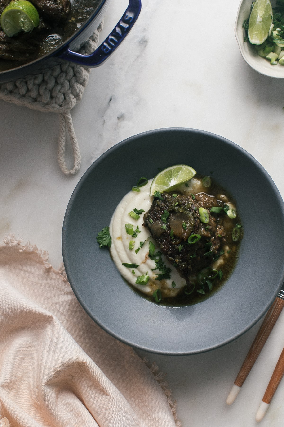 Peruvian-ish Pot Roast with Silky Smooth Cauliflower Puree