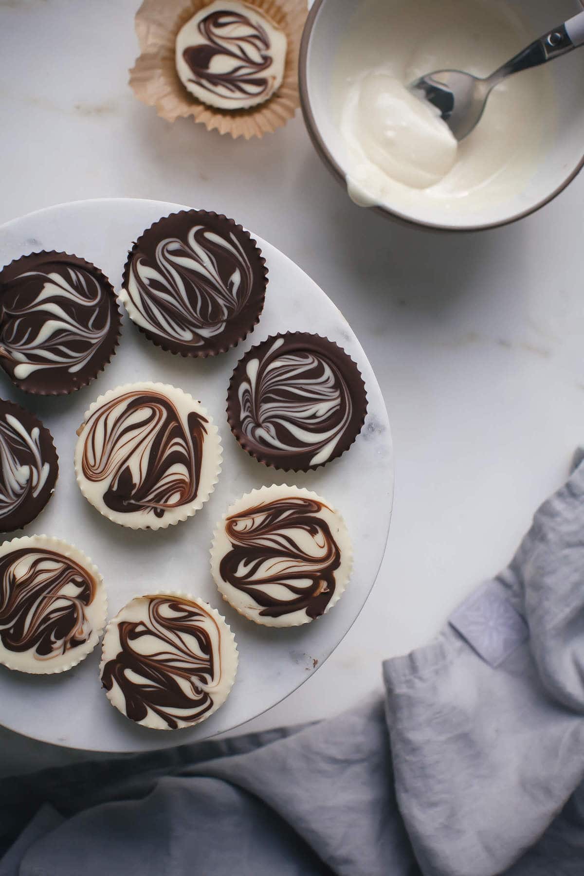 Marbled Tahini Chocolate Cups
