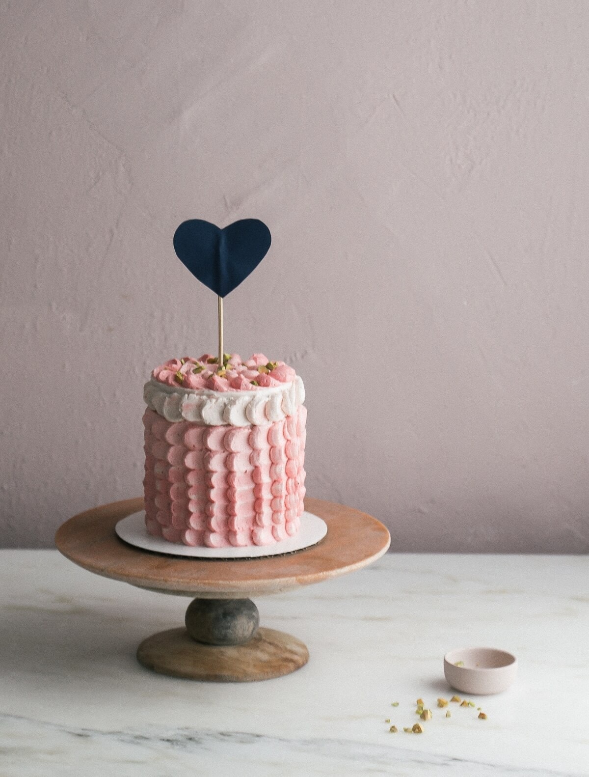 pistachio strawberry elopement cake