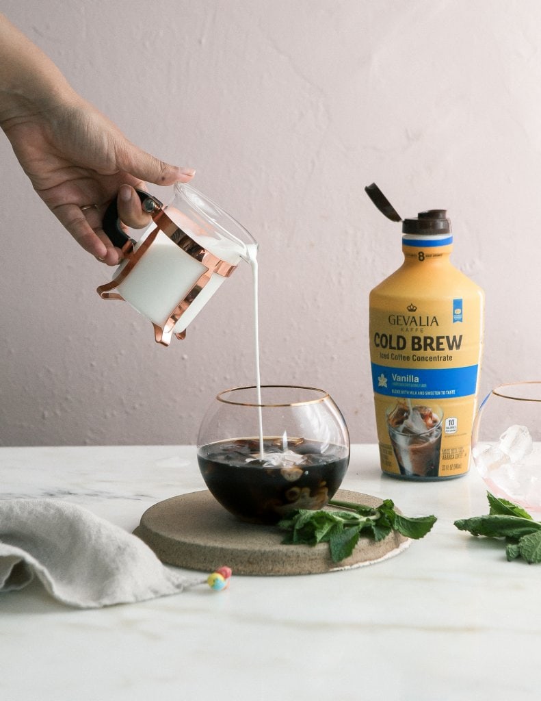 Mint Vanilla Iced Coffee with Mint Simpe Syrup A Cozy Kitchen
