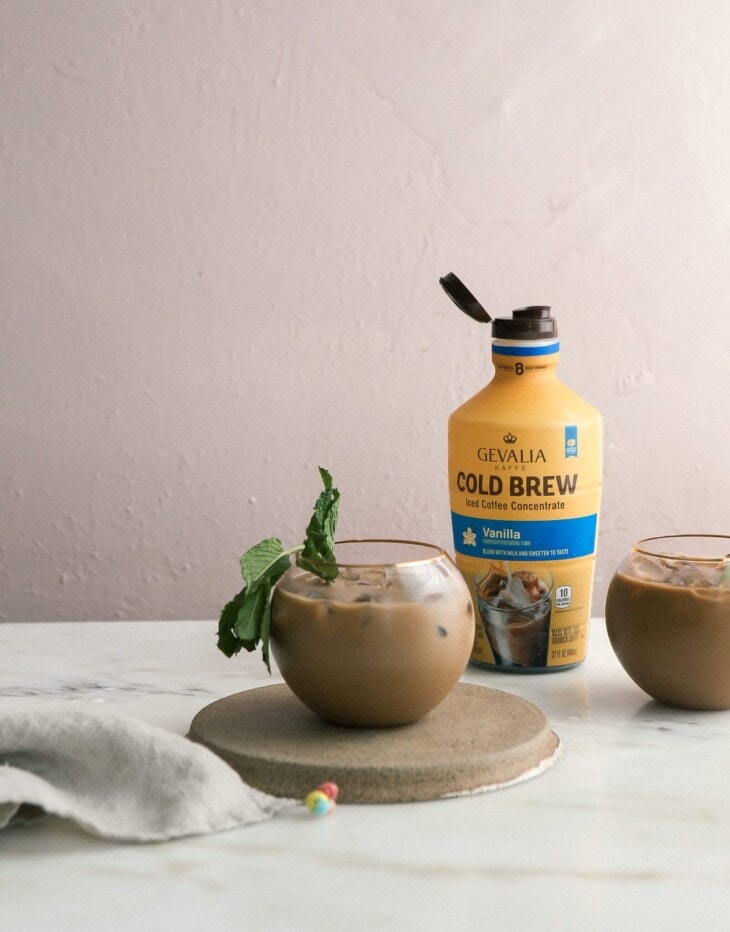 Mint Vanilla Iced Coffee with Mint Simpe Syrup A Cozy Kitchen