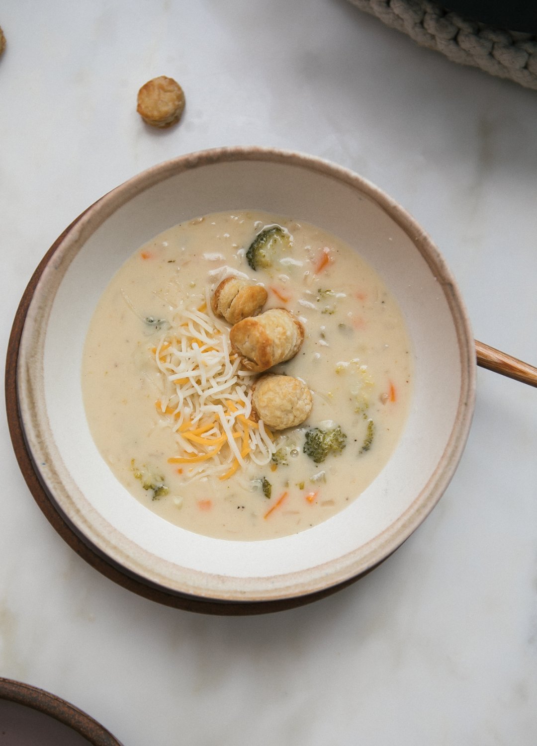 Broccoli Cheddar Soup with Baby Biscuits A Cozy Kitchen