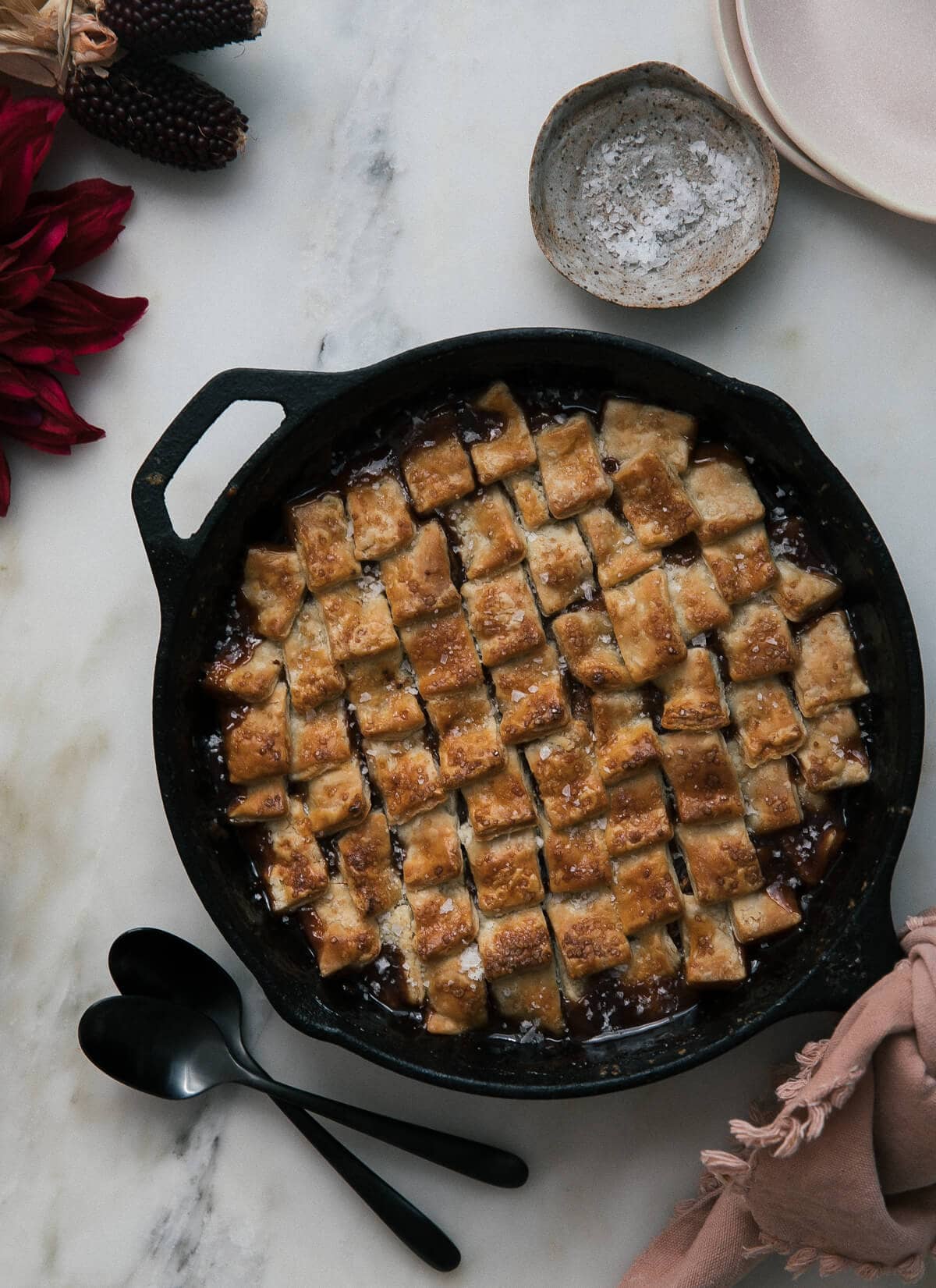 Apple Pandowdy in a pan. 