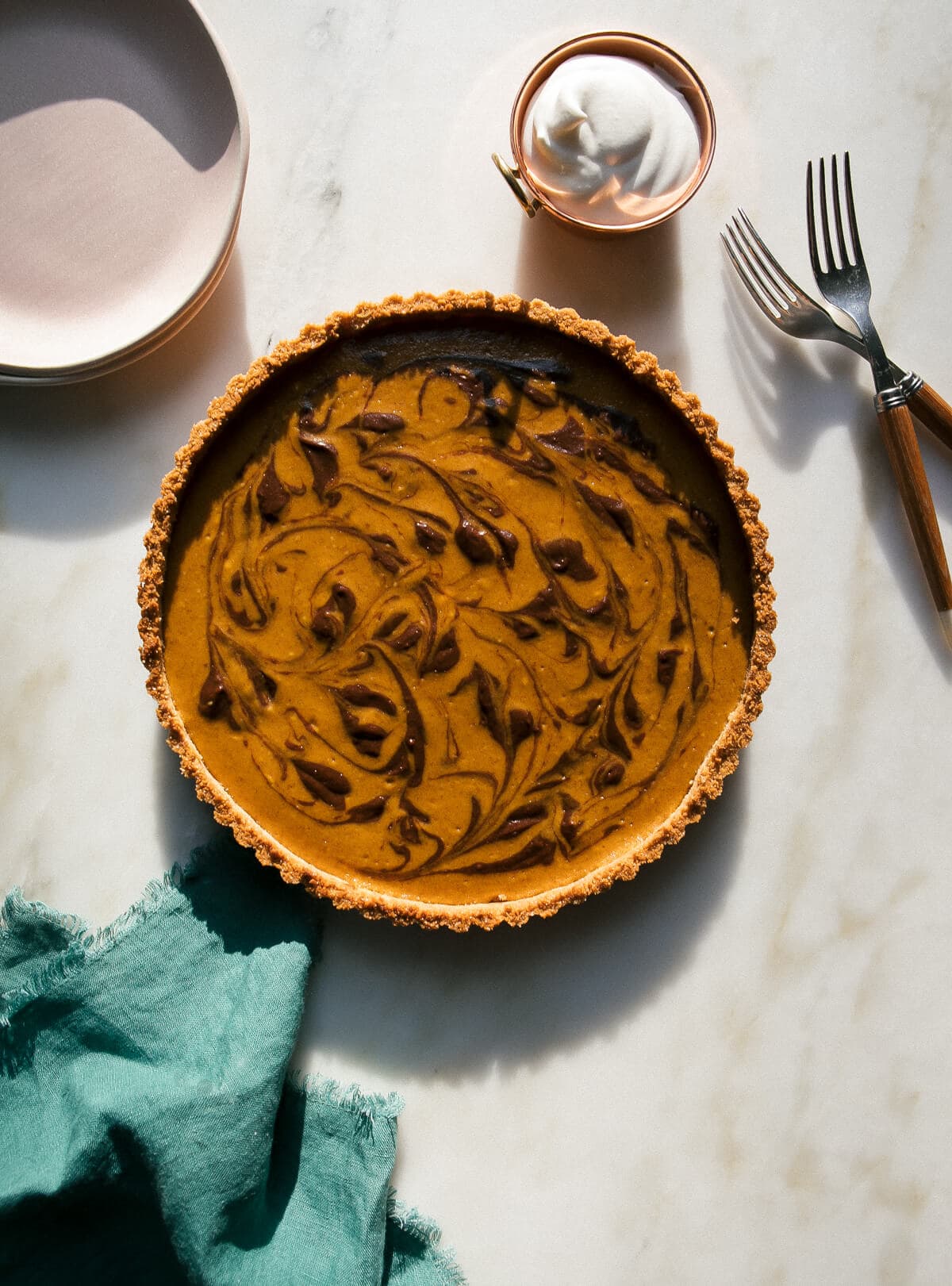 Marbled Chocolate Cheesecake Pumpkin Pie