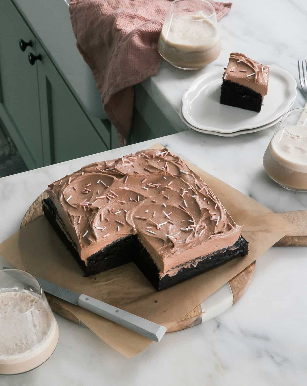 Mini Chocolate Sheet Cake with Fudgey Frosting - A Cozy Kitchen