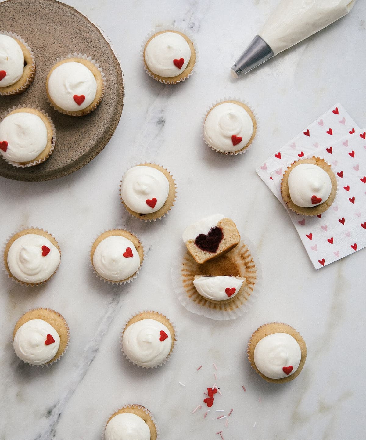 Red Velvet Heart Surprise Cupcakes 