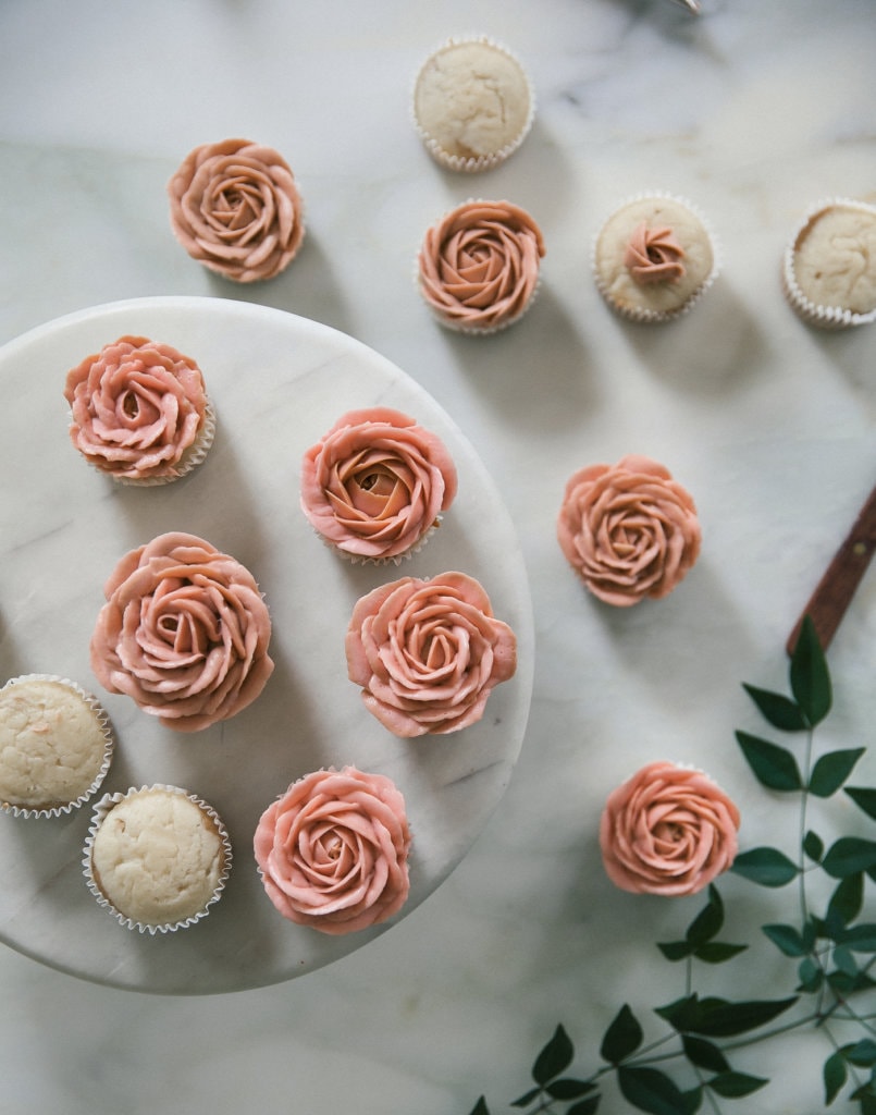 CappuccinoFlavored Rose Cupcakes A Cozy Kitchen